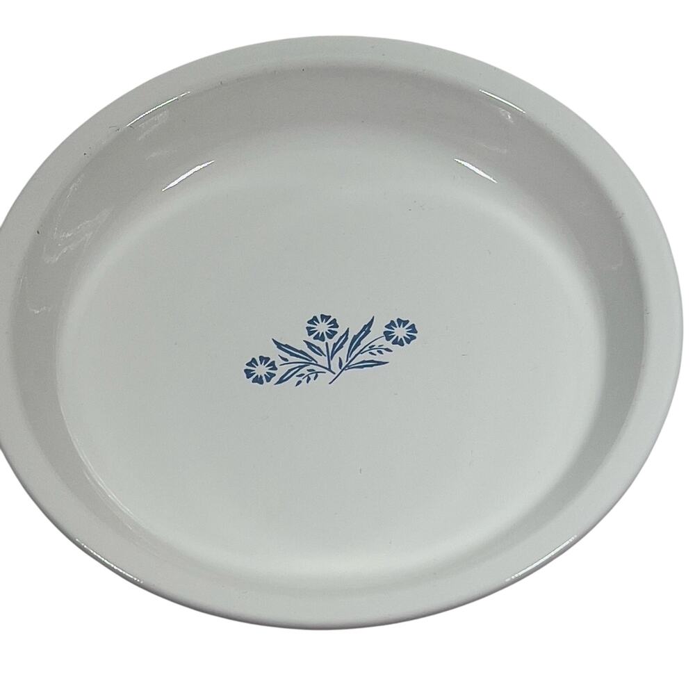 Vintage Corning Ware White Cornflower Blue Pie Serving Plate 9"